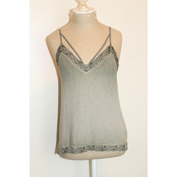 American Eagle Outfitters Tops - 🧚‍♀️American Eagle Army Green Lace Tank Top🧚‍♀️